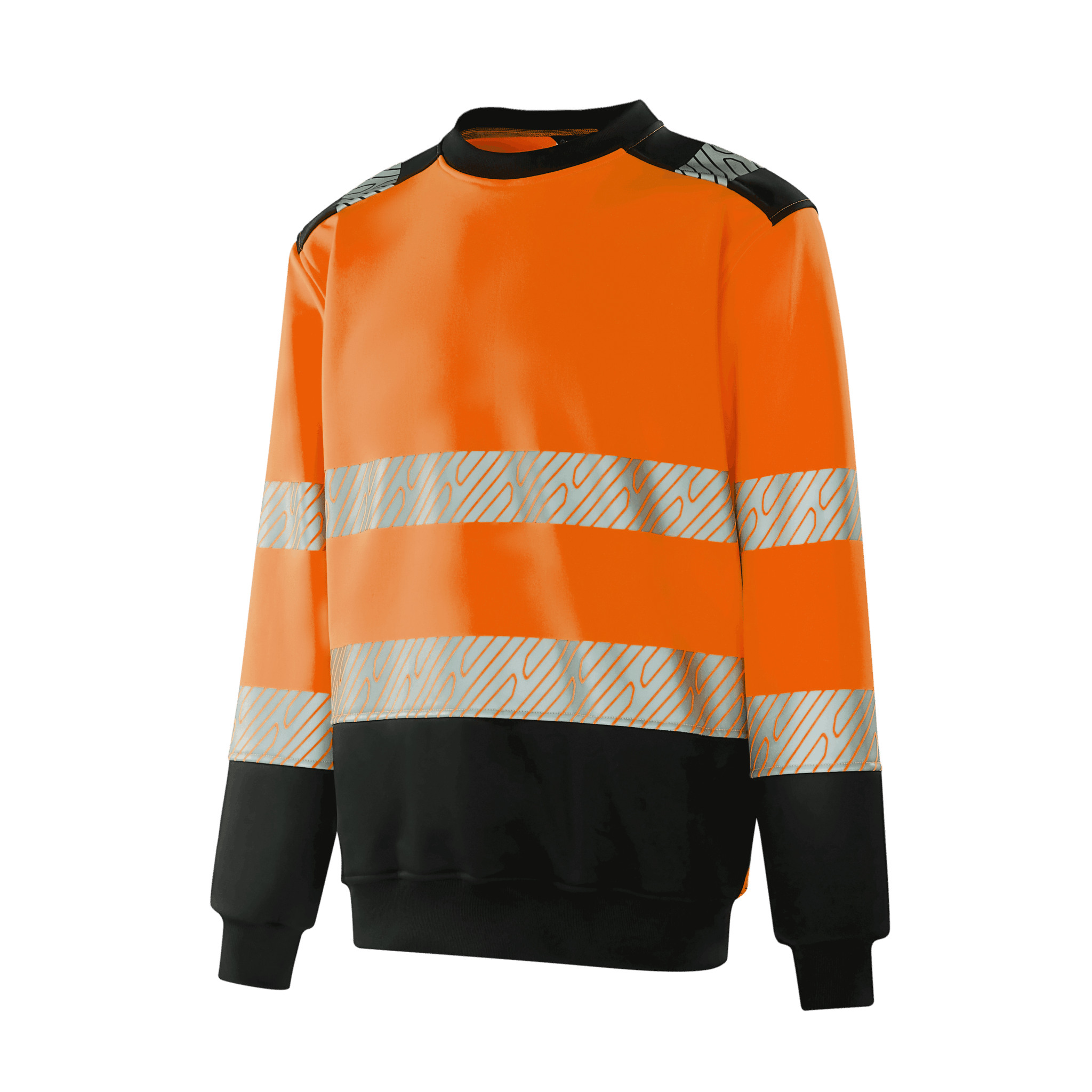 WROCLAW WF201 hi-vis stretchy sweatshirt in fluorescent orange with heat transfer reflective tapes